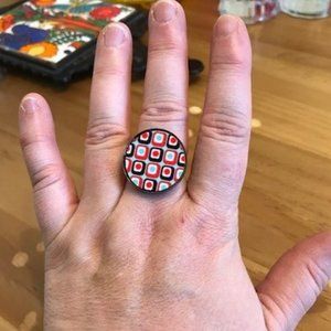Retro Mosaic Adjustable Ring